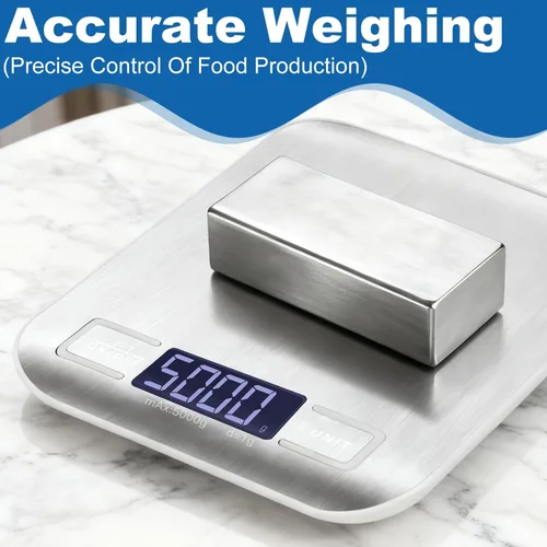 Miniatura 4 de Báscula digital de cocina con precisión de 0.04 oz, capacidad de 11 lb/22 libras y LCD retroiluminado, escala de tara de acero inoxidable