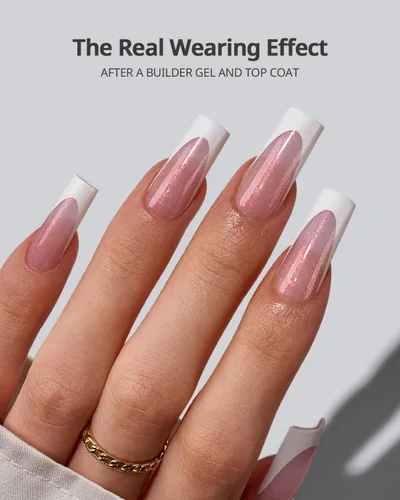 Miniatura 2 de BTArtboxnails XCOATTIPS uñas postizas con punta francesa - Uñas postizas largas cuadradas con base de purpurina rosa, 90 piezas de puntas de uñas
