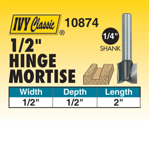 Miniatura 2 de IVY Classic 10874 Broca de enrutador de carburo de mortaja de bisagra de 1/2 pulgada, vástago de 1/4 pulgadas, 1/bolsa