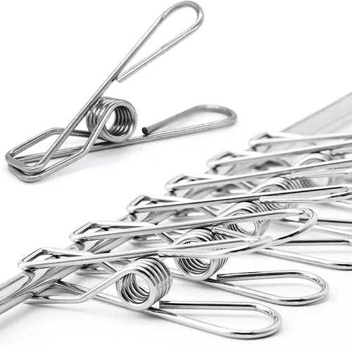 Paquete de 50 alfileres para colgar ropa, de acero inoxidable, resistentes al aire libre, alfileres de ropa grandes, clips de metal, 2.36 pulgadas