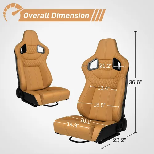 Miniatura 3 de Asientos de Carreras 2 Piezas Asientos Bucket Reclinables con 2 Deslizadores Asientos de Cuero PU Ajustables Asientos Deportivos Universales