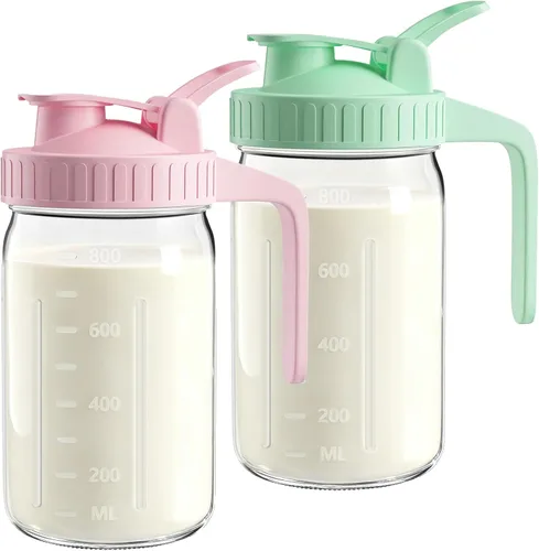 Miniatura 21 de Jarra Mason Jar de 64 onzas – Jarra de vidrio hermética y a prueba de fugas con tapa, perfecta para té helado, té solar, cerveza fría, leche