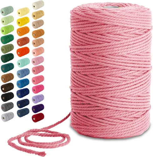 Miniatura 46 de Nook Theory - Cuerda de macramé de 3 mm, 220 yardas de cuerda de algodón, hilo de 4 mm y 5 mm, cuerda para manualidades, perfecta para colgantes
