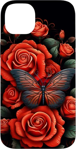 Miniatura 15 de Cute Butterfly Red Floral Flower Butterfly Rose Case for iPhone 17