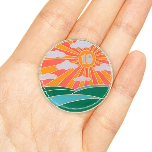Miniatura 7 de Chip de sobriedad de 10 años, símbolo de afirmación de regalo de recuperación de monedas AA Sunlight of The Spirit Medallón chapado en oro que