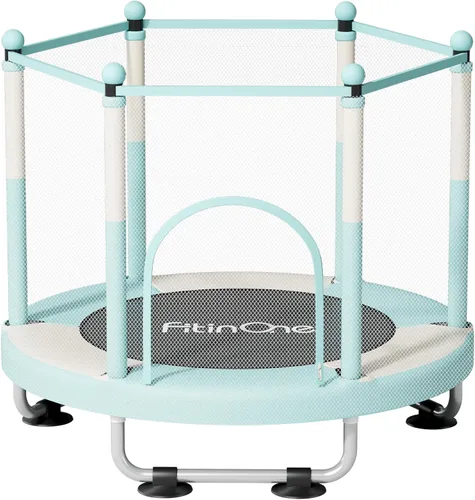 Miniatura 12 de Fitinone - Cama elástica para niños, de 5 pies, para interiores y exteriores, con malla de seguridad, regalos de cumpleaños para niños, regalos