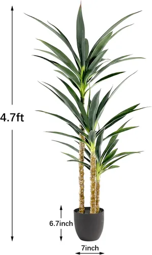 Miniatura 6 de Waoops - Árbol artificial de 1.43 metros con planta de agave falsa de 3 cabezas en maceta de plástico, árbol falso para decoración del hogar