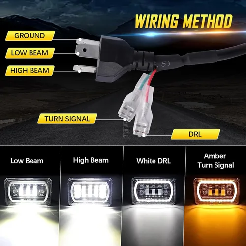 Miniatura 3 de Faros delanteros LED de 4x6 pulgadas homologados por DOT H4651 H4652 H4656 Reemplazo Compatible con Peterbilt 379, Kenworth, Freightinger, Probe