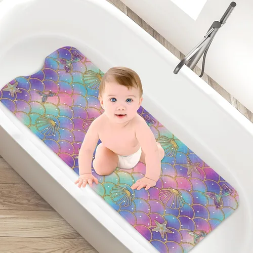 Miniatura 14 de Tapete de ducha para bañera de dinosaurio, selva, diseño tropical, caprichoso, antideslizante, extra largo, 40 x 16 pulgadas, lavable a máquina