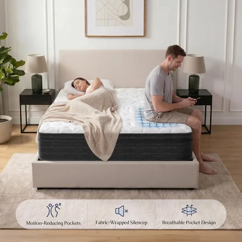 Miniatura 4 de Vesgantti Twin XL Bed Mattress 12 Inch - Cooling Hybrid Single Mattress in a Box for Back Pain Relief - Pocket Spring & Memory Foam