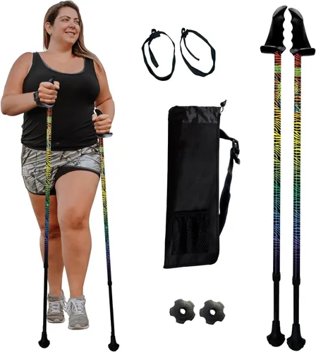 Miniatura 27 de York Nordic Bastones de senderismo motivadores grandes y altos para equilibrio y rehabilitación, 2 piezas, fuertes bloqueos de botón, patas de goma