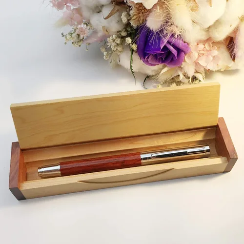 Miniatura 6 de LACHIEVA LUX Juego de bolígrafos clásicos de palisandro – Bolígrafo de madera fina con repuesto Schneider alemán, herramienta de escritura de lujo