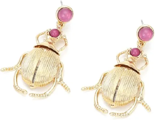 Miniatura 5 de Pendientes de escarabajo para mujer, bonitos aretes de escarabajo para niñas, aretes colgantes de escarabajo hipoalergénicos, aretes de mariquita