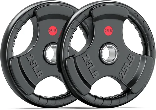 Miniatura 20 de XDDIAS Placas de peso de goma para barra, placa de agarre olímpico de 2 pulgadas para entrenamiento de fuerza, levantamiento de pesas y culturismo