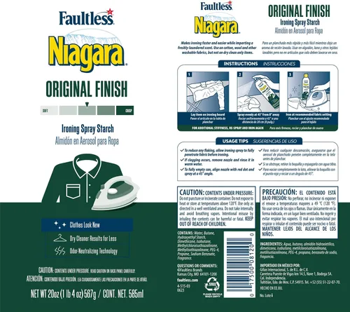 Miniatura 3 de Niagara Original Hold - Almidón en aerosol para ropa, removedor de arrugas y ayuda de planchado con aroma fresco, acabado nítido, sin descamación ni