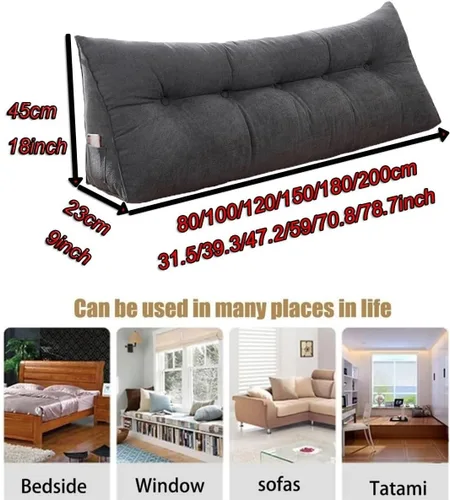 Miniatura 2 de EORNOW Almohada de cuña para cabecero, almohada de lectura de cuña para cama/sofá, cojín triangular para respaldo grande con funda extraíble