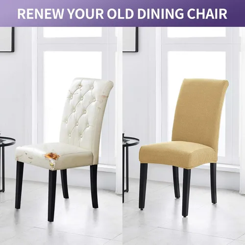 Miniatura 6 de Joccun Fundas para Sillas de Comedor Juego de 2, Fundas Elásticas para Sillas de Comedor Fundas para Sillas de Comedor Protector de Asiento, Funda