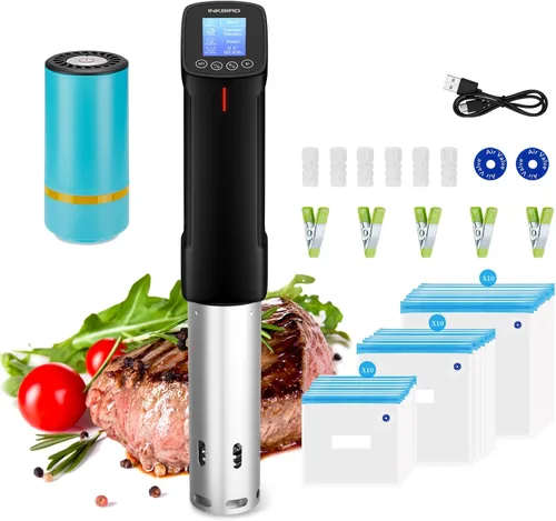 INKBIRD WIFI Sous Vide Cooker y 44 piezas de bomba selladora al vacío Sous Vide Kits de inicio con 30 bolsas de Sous Vide, recetas en la aplicación,