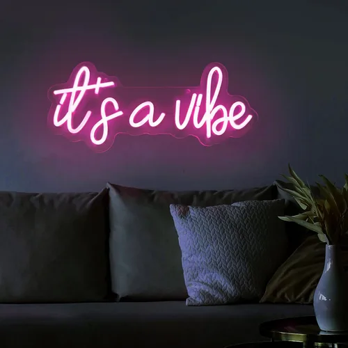 Miniatura 6 de Letrero de Neón "It's a Vibe", Letreros de Neón para Decoración de Pared, Letreros LED Rosas Regulables para Dormitorio, Letreros de Luz de Neón