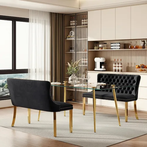 Miniatura 65 de Baysitone Juego de mesa de comedor de vidrio de 51 pulgadas para 4, juego de 5 piezas moderno de comedor, mesa de cocina rectangular de vidrio con 4