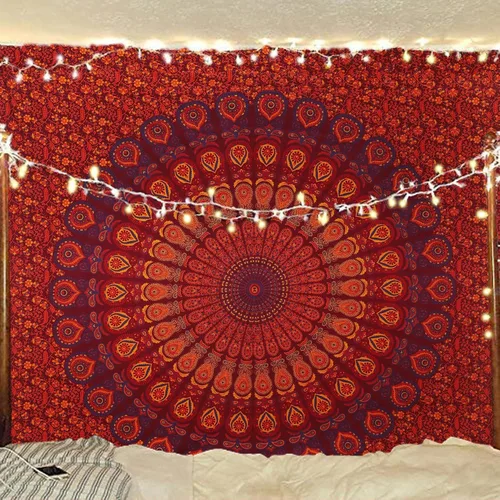 Miniatura 48 de Tapiz hippie indio bohemio psicodélico dorado azul pavo real mandala colgante en la pared (negro blanco, Queen (84 x 90 pulgadas) (84.6 x 90.6 in)