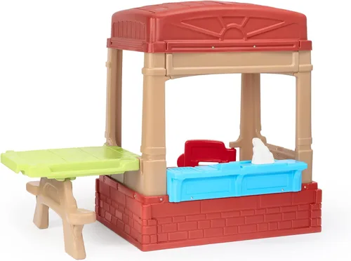 Miniatura 3 de Simplay3 Sunny Day Casa de campo de campo para interiores o exteriores, casa de juegos para niños pequeños y niños pequeños con cocina y mesa de Rojo