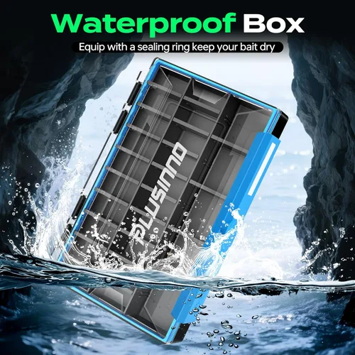 Miniatura 2 de PLUSINNO Organizador de Caja de Aparejos, Paquetes de 1/2, Bandejas de Aparejos Impermeables, Caja de Aparejos de Pesca con Divisores Removibles