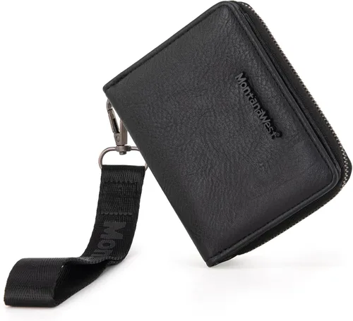 Miniatura 15 de Cartera de pulsera pequeña Montana West para mujer con forro de bloqueo RFID, ligera y fácil de llevar, Un negro, Pequeña