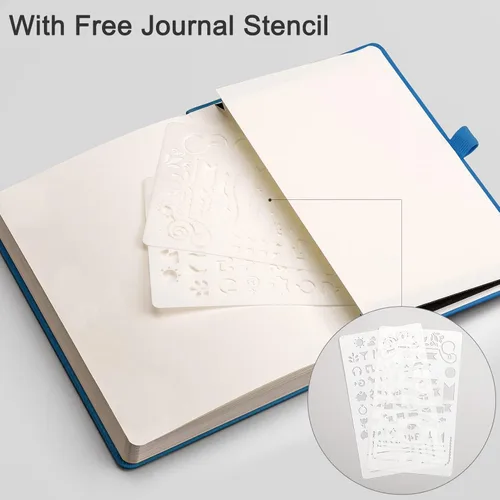 Miniatura 5 de EMSHOI - Cuaderno de puntos, 256 páginas A5, cuadrícula de puntos, papel punteado grueso de 120gsm, 16 páginas perforadas, tapa dura de piel azul