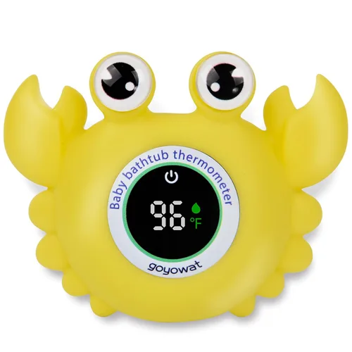 Miniatura 8 de Termómetro de baño para bebé, juguete de cangrejo – Termómetro digital flotante de agua con pantalla LED y alertas de color para bebés, bonito