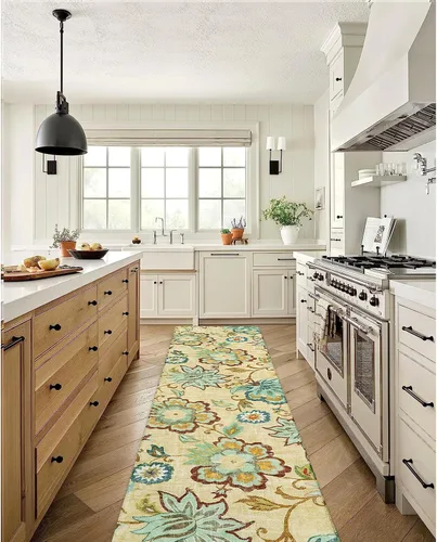 Miniatura 49 de Lahome - Tapete floral con estampado de cachemira, lavable, antideslizante, pequeño, anti-manchas, suave, para baño, entrada, dormitorio, Negro