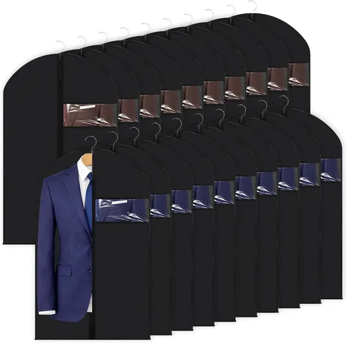 Miniatura 12 de Amylove 10 bolsas de traje de 24 x 40 pulgadas a granel para viajes y almacenamiento en el armario, bolsas de ropa para colgar ropa con cremallera