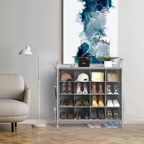 Miniatura 3 de Simple Houseware - Organizador de zapatero con cubículo de 4 niveles y 16 cubos, color gris