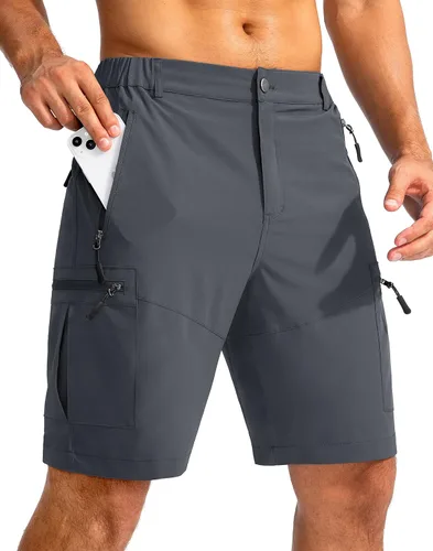 Pudolla Pantalones cortos tipo cargo de senderismo para hombre de 9 pulgadas, ligeros, para trabajo, al aire libre, viajes, golf, campamento,