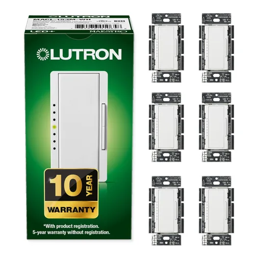 Miniatura 25 de Kit de interruptor regulador de intensidad Lutron Maestro LED+ para luces LED, halógenas e incandescentes regulables, 150W/3 vías o ubicaciones