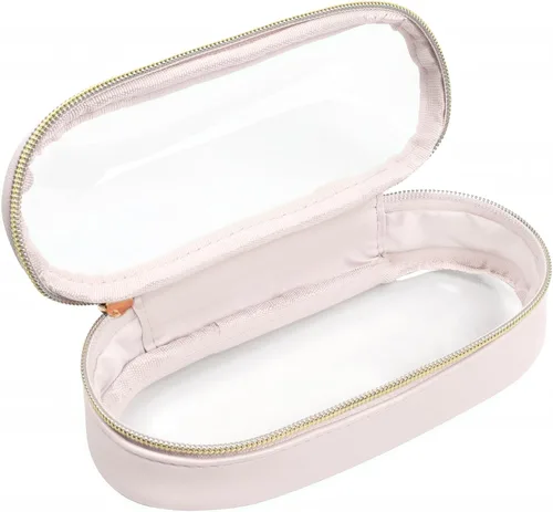 Miniatura 25 de Bolsa de maquillaje transparente pequeña, aprobada por la TSA, bolsa de aseo portátil con cremallera, bolsa de viaje para cosméticos, estuche Rosa