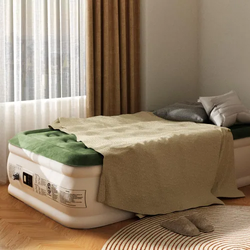 Miniatura 7 de Zearna Colchón de aire tamaño twin con bomba incorporada, colchón inflable resistente de 16", colchón de aire inflable con superficie superior Verde
