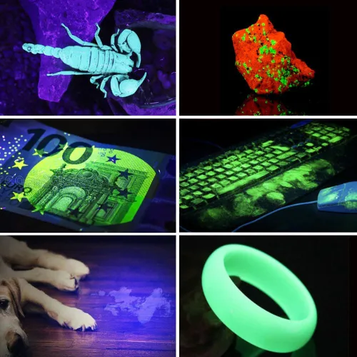 Miniatura 4 de Linterna de luz negra, linternas UV filtradas recargables de 365 NM con batería de alta potencia para detección de orina de mascotas, curado