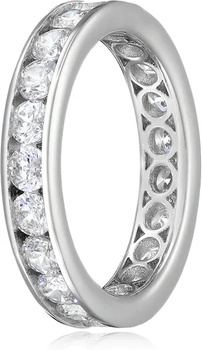 Miniatura 2 de Tienda Collection Platinum-Plated Sterling Silver Infinite Elements Cubic Zirconia Channel Set All-Around Band Ring