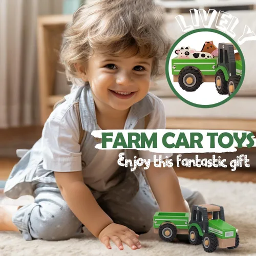 Miniatura 5 de Juguetes de tractor de madera para niños pequeños de 1 a 3 años, juguetes de vehículos para bebés, juguetes de mano para niños y niñas de 1, 2, 3