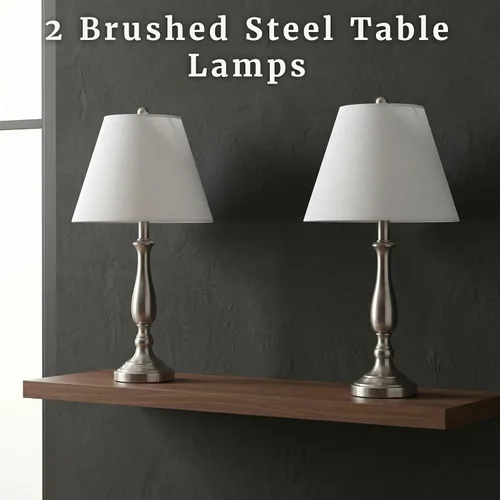 Miniatura 3 de Lámparas de mesa y lámpara de pie, Conjunto de 3, acero cepillado tradicional (3 bombillas LED incluidas) por Lavish Home, 72-LMP3006, 100.00watts