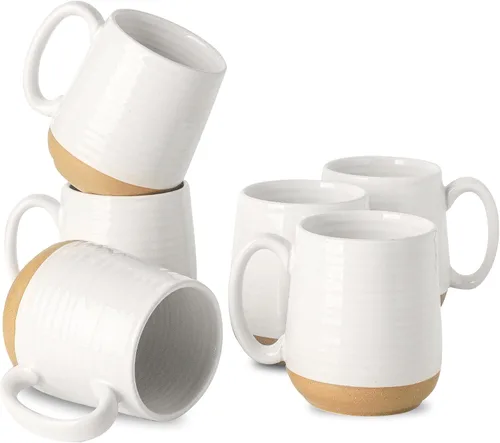 Miniatura 9 de Juego de tazas de café de cerámica grandes - 15 oz tazas de café con mango de porcelana, juego de 4 con mango, perfectas para capuchino, té, moca