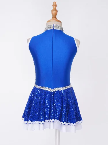 Miniatura 4 de TSSOE Uniforme de animadora con lentejuelas y purpurina para niñas y niñas