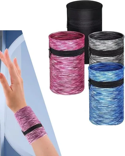 Miniatura 6 de Cartera de muñeca de 1 bolsillo para teléfono celular, cartera de tobillo, bandas para el sudor, brazalete, bolsa oculta, cartera de muñeca