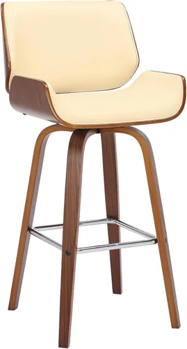 Miniatura 15 de Armen Living Tyler - Taburete giratorio de piel sintética gris y madera negra de 26 pulgadas de altura de mostrador Gris / Negro