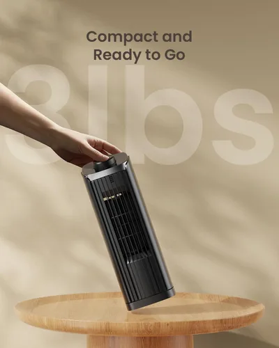 Miniatura 4 de PNTCK Ventilador para dormitorio, ventilador de torre de 13 pulgadas con 3 velocidades máximas de 23 pies/s, ventilador de escritorio oscilante