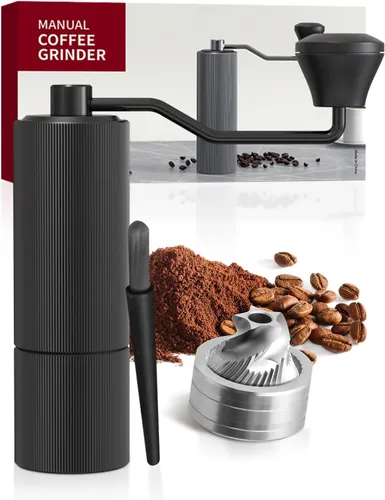 Molinillo de café manual, molinillo de café de mano con 30 ajustes ajustables, fresas cónicas de espresso de acero inoxidable CNC 420, diseño