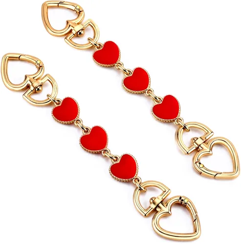 Miniatura 18 de 2 unidades extensoras de bolsa de cadena de corazón y luna, extensores de correa para bolso, cadena de oro, correa de repuesto para monedero