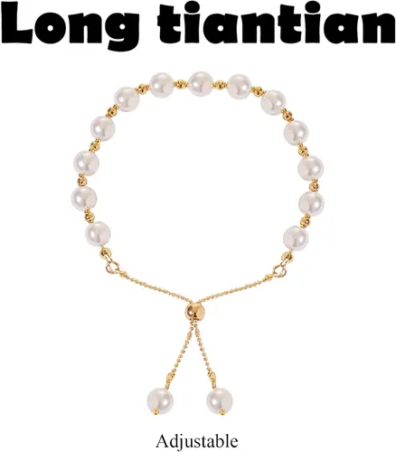 Miniatura 7 de Long tiantian Pulsera de perlas para mujer, ajustable, con perlas sintéticas, auténticas, delicadas, para adolescentes y niñas