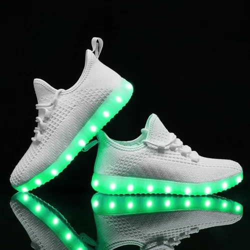 Miniatura 9 de Zapatos iluminados para mujeres y hombres, con carga USB, LED, para adultos, malla de Halloween, brillante, luminoso, entrenadores, bailando